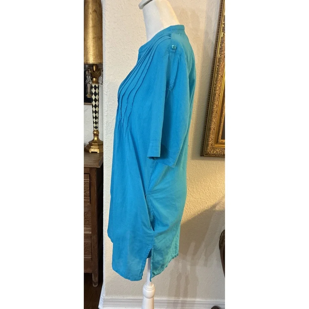 Lauren Ralph Lauren Turquoise Cotton Swim Coverup Tunic Small 100% Cotton